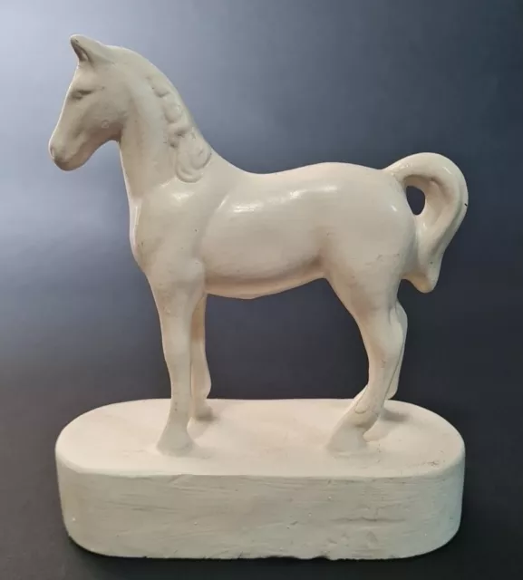 Vintage Ceramic White Horse Scotch Whiskey Statue 14 Cm Tall