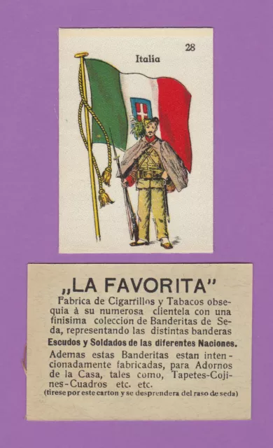 La Favorita (Canary Islands) - Scarce Silk Flags & Soldiers Card - Italy