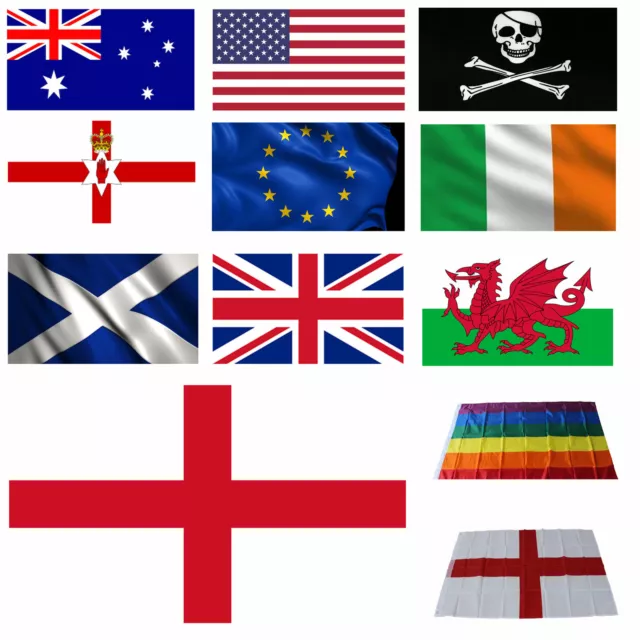 LARGE 3x5ft Flags Country England GB Rainbow Football Union Jack National UK