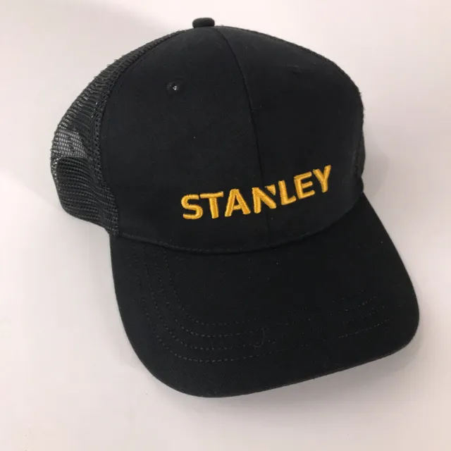 Stanley tools hat 3d yellow embroidery on black trucker cap