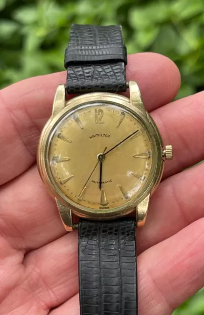 Vintage Hamilton Automatic Swiss 10K G.f. Gold Filled Bezel Watch Wristwatch