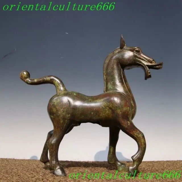 10.4"dynasty Bronze ware sacrifice Feng shui animal horse art sculpture statue