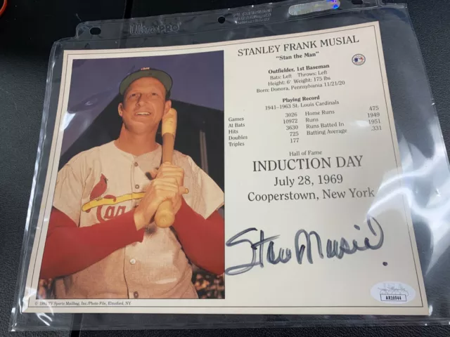 Stan Musial Signed Autographed HOF Induction Day 8x10 JSA COA CARDINALS