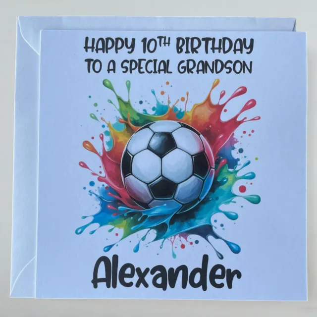 Personalised Football Birthday Card Boys Grandson Nephew Son Godson Mens ANY AGE