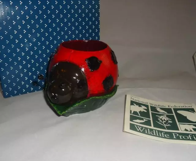 Ranger Gift Ladybug Pen Holder Desktop Insect on Leaf Wildlife Fed NIB Retired
