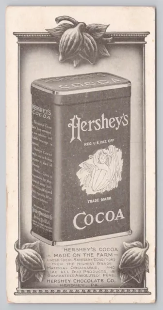 Hershey Bar Sized Printed Postcard 6.10 Hershey's Cocoa Box Hershey Chocolate