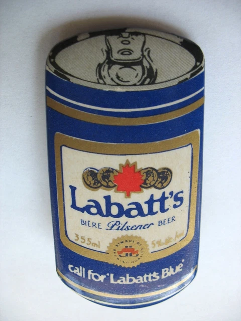 LABATT'S PILSENER BEER PINBACK - Call for Labatt's Blue - Beer Can Shape