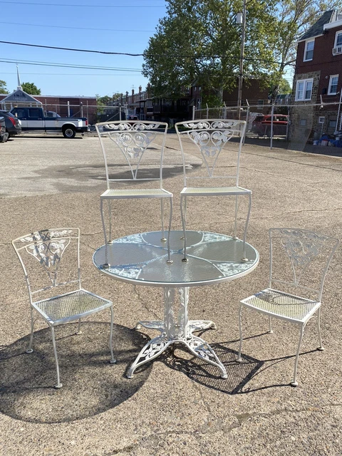 Russell Woodard Orleans Pattern Wrought Iron Patio Garden Dining Set - 5 Pc Set