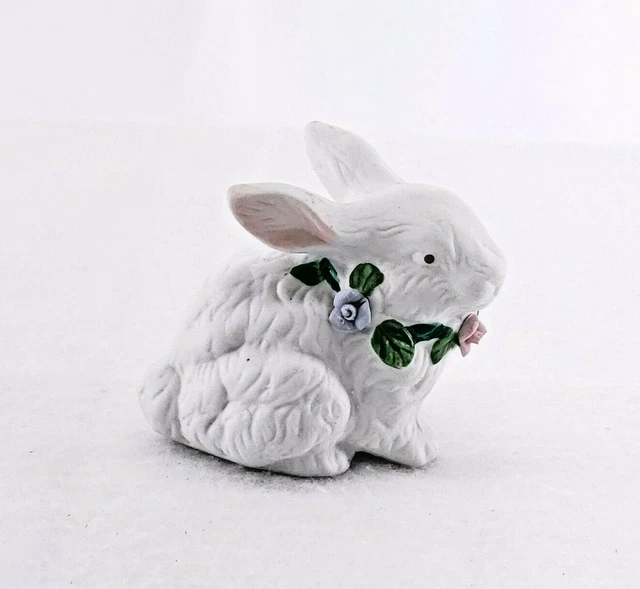 Ceramic Bunny Easter Bunny Art Pottery with floral rabbit Easter Décor Figurine