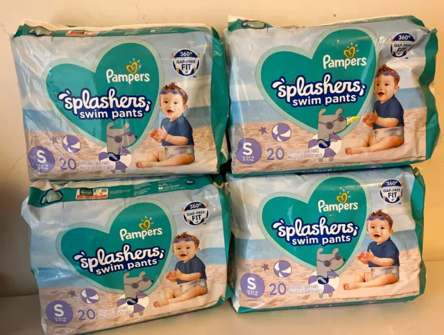Pampers Splashers Swim Diapers 13-24 Lb Size Small 4 packs 20  ct Each Pack 80ct