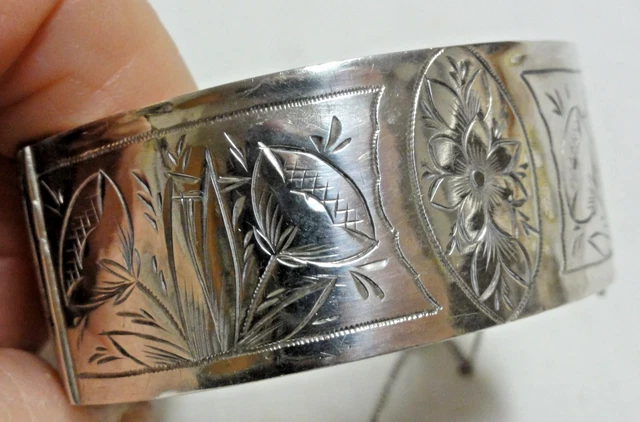 Bracelet Jonc Ouvrant Ancien En Argent Sterling - Occasion - Bijou Vintage