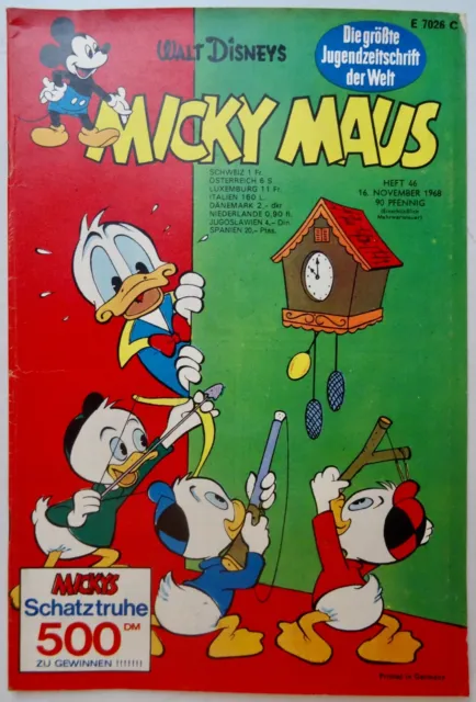 1 Micky Maus Heft Nr. 46 aus 1968, mit Schnipp und Sammelbild, Zustand 2+