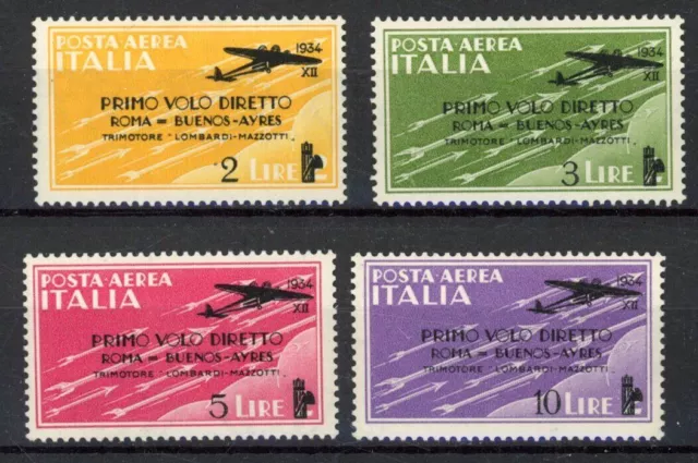 REGNO 1934 BELLA Posta Aerea Roma-Buenos Aires Valori Nuovi MLH Sas.ne 88 Euro.