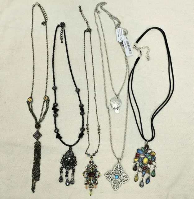 Wholesale lot of 5 Necklaces Rhinestones Vintage & tribal style