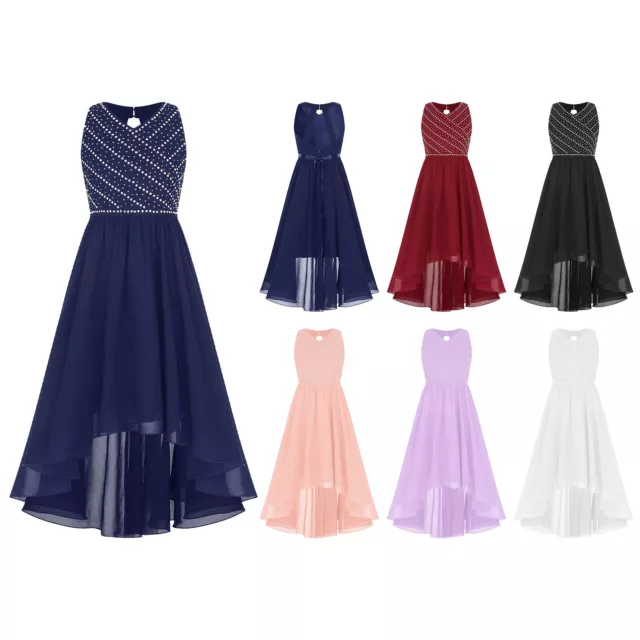 Girls Dress Halter Dresses High Waist Gown Chiffon Birthday Cocktail Party Kids