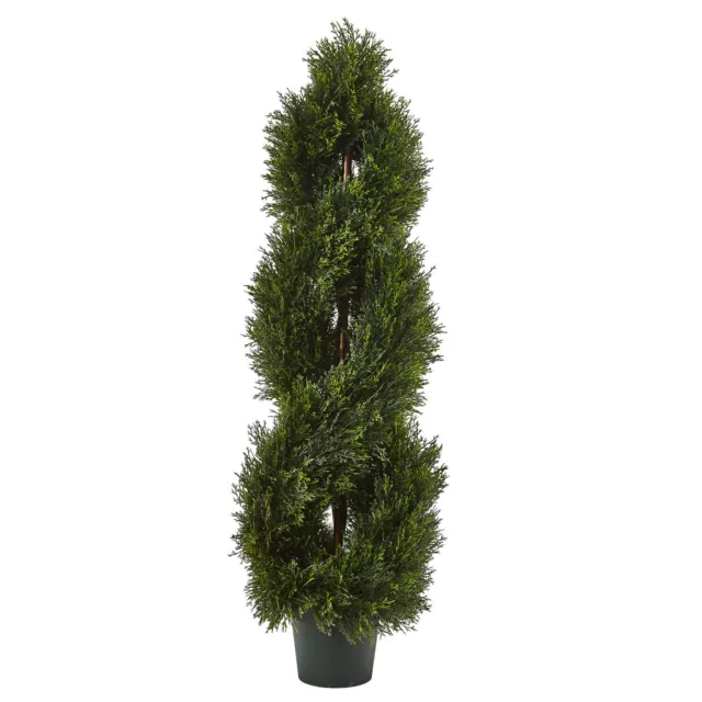 Nearly Natural Double Pond Cypress 4 ft. H Spiral Topiary UV Resistant with 1036