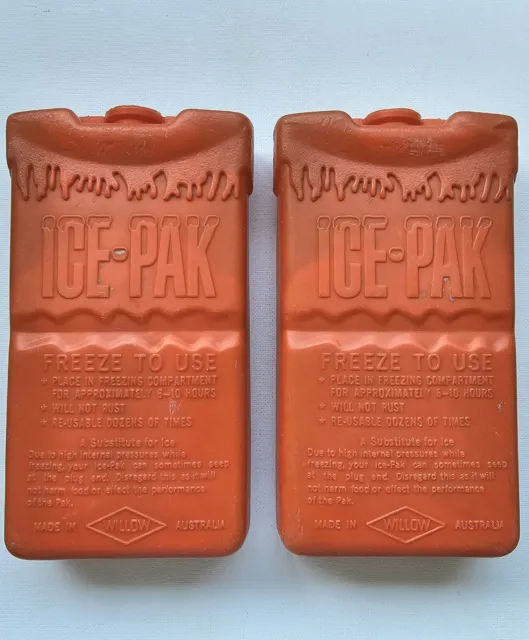 WILLOW Orange Cooler Ice Pak Brick Pair. Made In Australia.