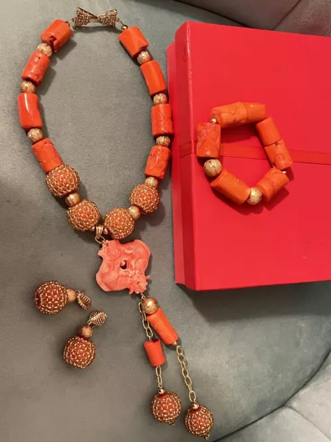 Big Real Coral Bead Traditional Nigerian Wedding African Coral Beads Jewelry  Set Women Party Anniversary Gift Jewelry Cnr885 - Jewelry Sets - AliExpress