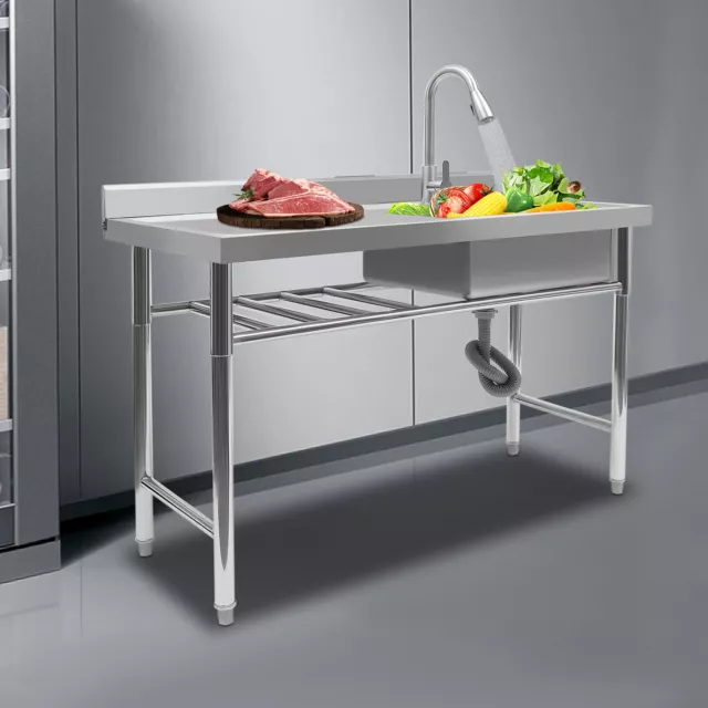 1 Compartment Commercial Sink Stainless Steel Kitchen Bar Utility Sink w/ Faucet