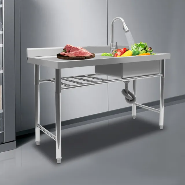 Commercial Sink 1 Compartment Utility Sink Fit Kitchen Steel 120*60*80cm