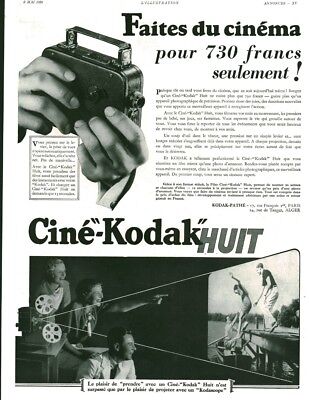 Publicité ancienne Kodascope Kodak 1938 issue de magazine 