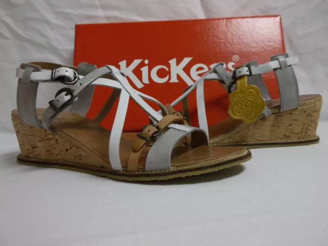 Kickers EU 40 US 9.5 M Submarine Grey Leather Wedges Sandals New Womens Shoes