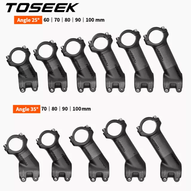 TOSEEK 10/17/25/35 Grad Vorbau 3K Carbon 60-110mm MTB Rennrad Lenker Vorbauten