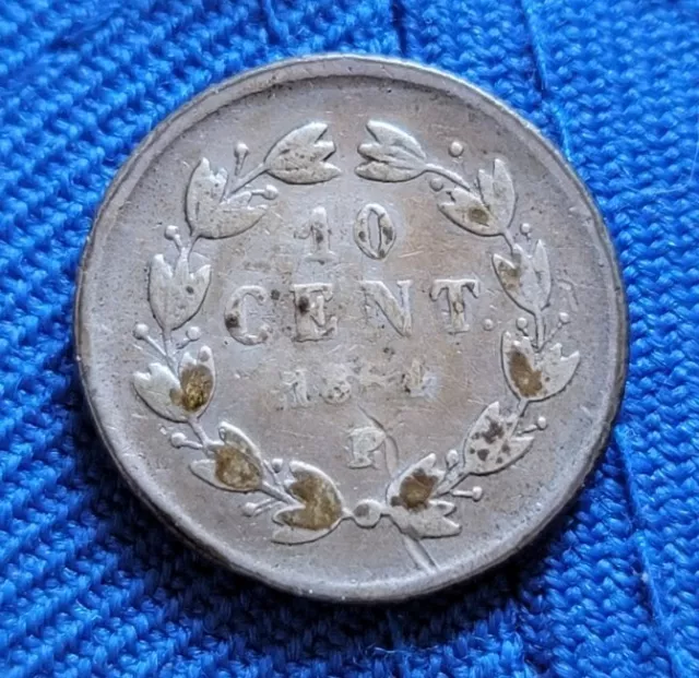 Mexico 1864 10 Centavos P San Luis Potosi Maximiliano RARE Silver Mexican Coin