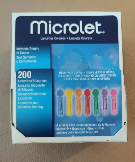 200 Stück farbige Microlet Lanzetten von Bayer NEU OVP MHD 2024-10-01