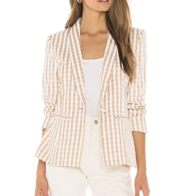 Majorelle Karina Jacket Size Medium in Gold Check Revolve Women;s Blazer M