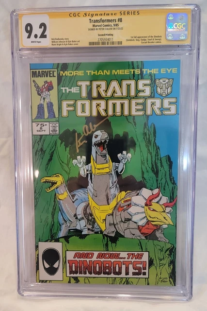 Transformers #8 (1985) CGC SS 9.2 signed by Peter Cullen RARE 2nd printing