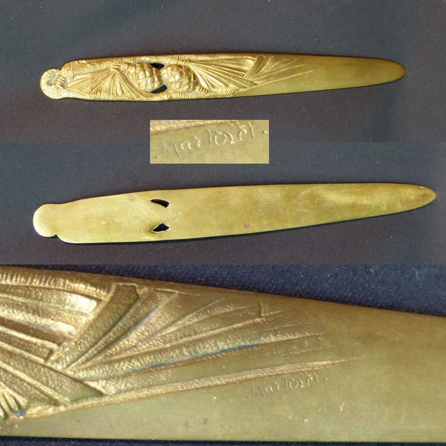 A 1900 MARTINET joli coupe papier ouvre lettres bronze 23cm180g art nouveau