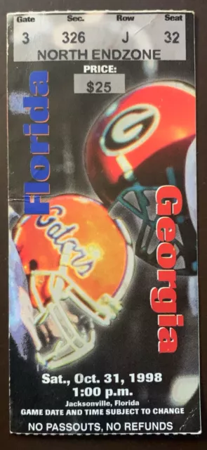 Florida Gators 10/31/1998 ORIGINAL college football ticket vs Georgia Bulldogs