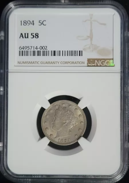 1894  5C NGC AU58  6495714-002 Liberty Head Five Cents