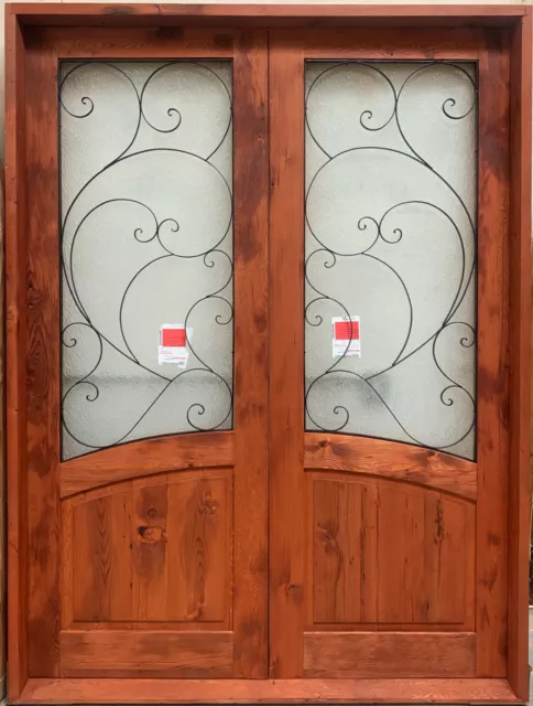 Rustic reclaimed lumber double door with glass 61-1/2 X 97-1/2  Jamb 6-9/16