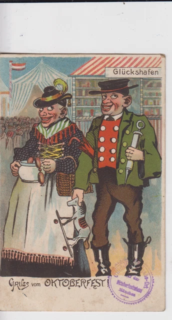 AK München - Oktoberfest 1902 Trachten Paar im Glückshafen