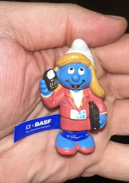 Schtroumpfs Schtroumpfette publicitaire BASF Chimiste Étiquette Bleue Rarissime