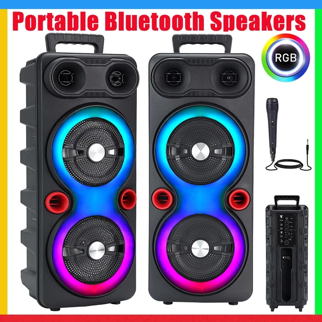 DUAL SUBWOOFER BLUETOOTH Speakers Outdoor Portable Speaker RGB Party ...