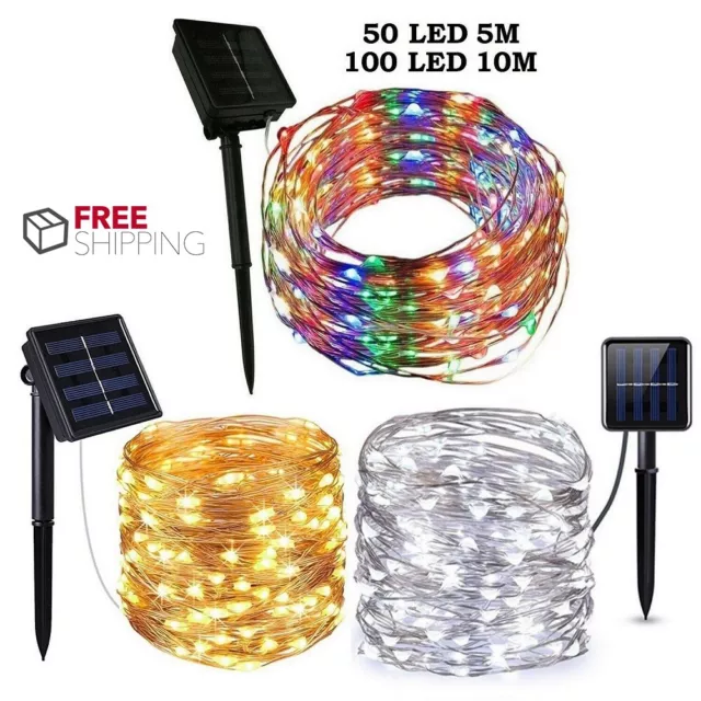 Outdoor Solar String Lights LED Waterproof Copper Wire Xmas Garden Party Decor