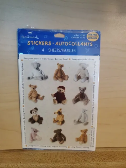 Vtg Pack Stickers Hallmark Teddy Bears New Sealed