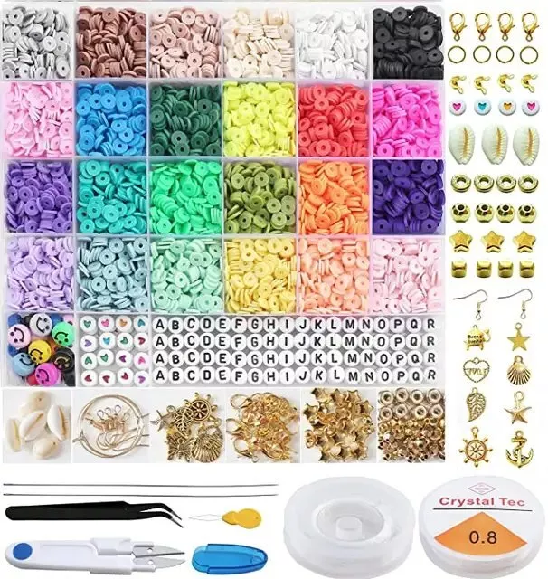 6000pcs Heishi Flat Beads for DIY Jewellery Making 24 Colours Polymer Clay