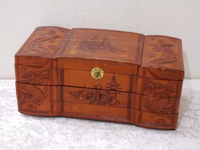 XL Madera Caja Embalaje para P. Ej.Adorno Kits de Costura - Estilo Vintage -