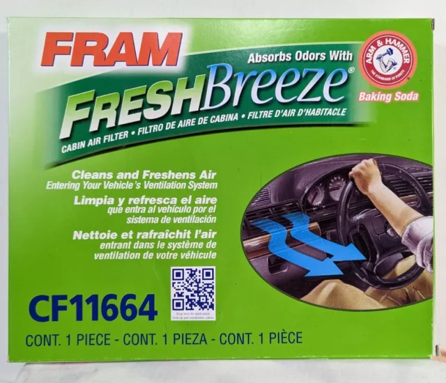 FRAM Fresh Breeze Cabin Air Filter for Car Passenger Compartment CF11664 NEW