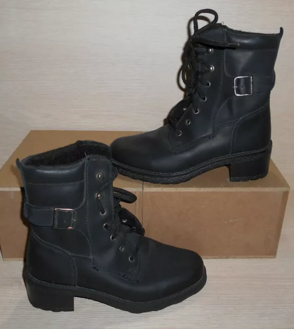 Stivali Stivaletti Anfibi Scarponcini Donna Taglia 35 Nero Antiscivolo Tacco 4,5