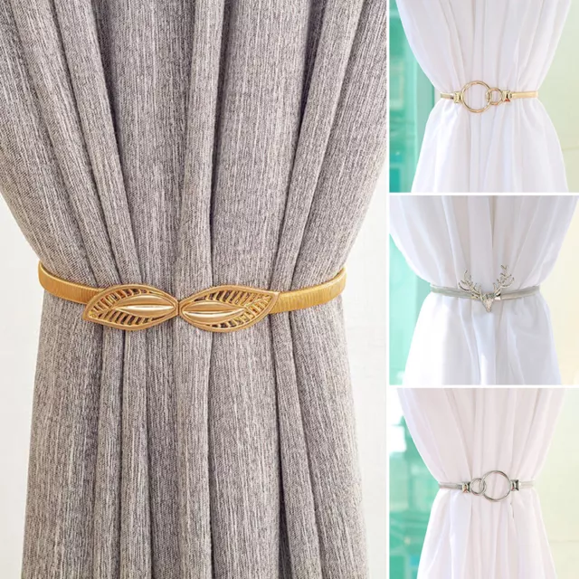 Metal Curtain Spring Curtain Tie Backs Pearl Curtain Strap Tie Buckle Holdbacks