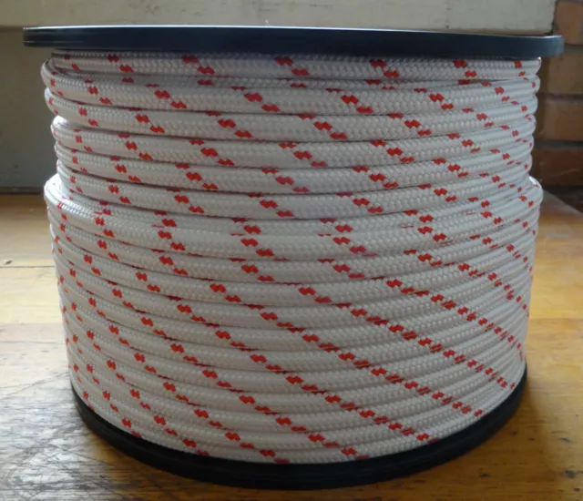 10MM X 50Mtr DOUBLE BRAID POLYESTER YACHT ROPE - Red Fleck