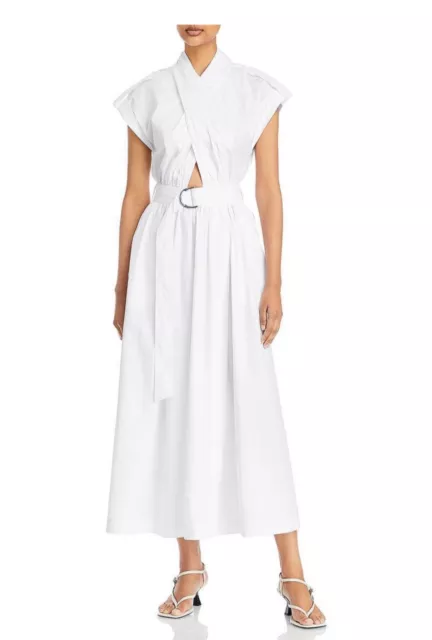 Derek Lam 10 Crosby Women's Celeste White Wrap Crossover Long Maxi Dress US10 