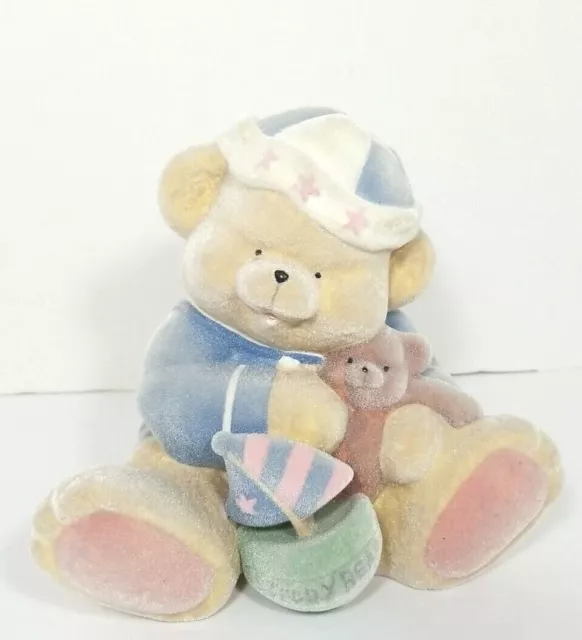 Vintage 1999 Geo Z Lefton Fuzzy Teddy Bear Coin Bank SS Teddy Bear Boy Girl  N15