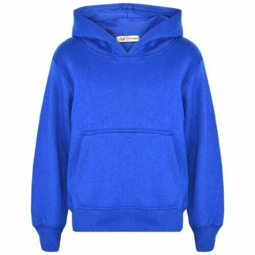 Bambine Ragazzi Felpa Top Tinta Unita Blu Reale con Cappuccio Maglioncini 2-13
