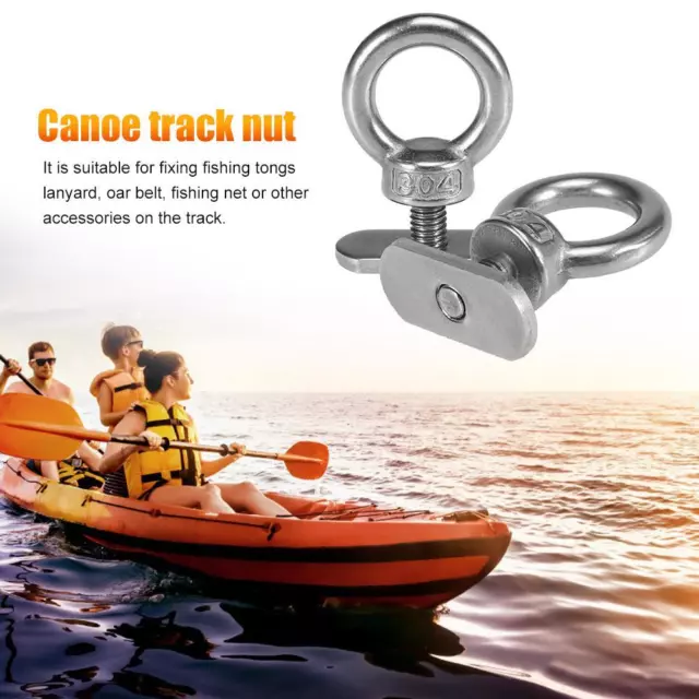 FR 2pcs Stainless Steel Kayak Screws Rail Track Nuts Boat Accessories Rails Bolt